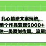 扎心情感文案玩法，单个作品变现5000+，一分钟一条原创作品，流量爆炸瀚萌资源网-网赚网-网赚项目网-虚拟资源网-国学资源网-易学资源网-本站有全网最新网赚项目-易学课程资源-中医课程资源的在线下载网站！瀚萌资源网