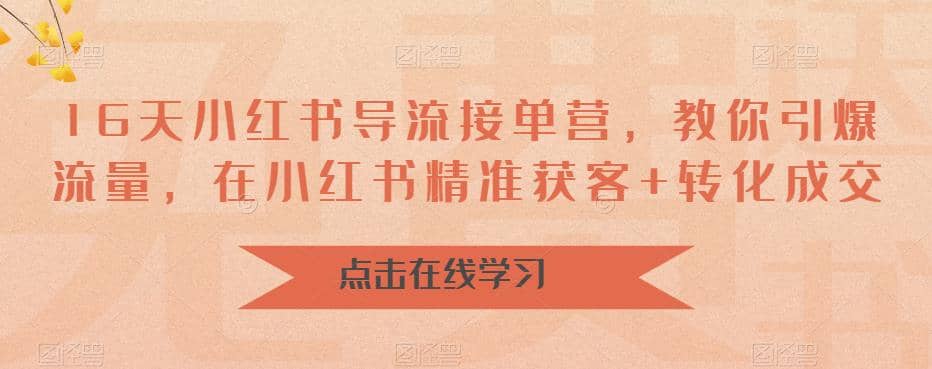 16天-小红书 导流接单营，教你引爆流量，在小红书精准获客+转化成交瀚萌资源网-网赚网-网赚项目网-虚拟资源网-国学资源网-易学资源网-本站有全网最新网赚项目-易学课程资源-中医课程资源的在线下载网站！瀚萌资源网