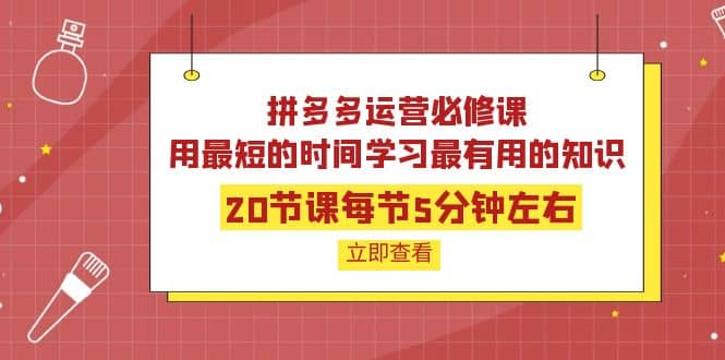 拼多多运营必修课：20节课每节5分钟左右，用最短的时间学习最有用的知识瀚萌资源网-网赚网-网赚项目网-虚拟资源网-国学资源网-易学资源网-本站有全网最新网赚项目-易学课程资源-中医课程资源的在线下载网站！瀚萌资源网