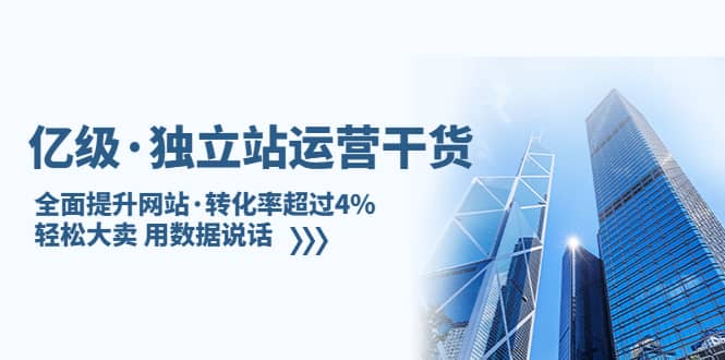 独立站运营干货：全面提升网站·转化率超过4%，轻松大卖 用数据说话瀚萌资源网-网赚网-网赚项目网-虚拟资源网-国学资源网-易学资源网-本站有全网最新网赚项目-易学课程资源-中医课程资源的在线下载网站！瀚萌资源网