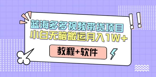 人人都能操作的蓝海多多视频带货项目 小白无脑搬运（教程+软件）瀚萌资源网-网赚网-网赚项目网-虚拟资源网-国学资源网-易学资源网-本站有全网最新网赚项目-易学课程资源-中医课程资源的在线下载网站！瀚萌资源网