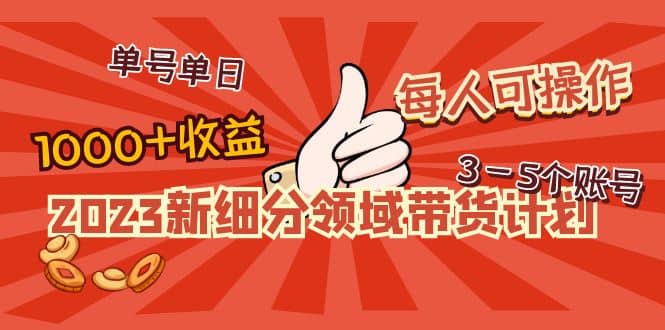 2023新细分领域带货计划：单号单日1000+收益不难，每人可操作3-5个账号瀚萌资源网-网赚网-网赚项目网-虚拟资源网-国学资源网-易学资源网-本站有全网最新网赚项目-易学课程资源-中医课程资源的在线下载网站！瀚萌资源网