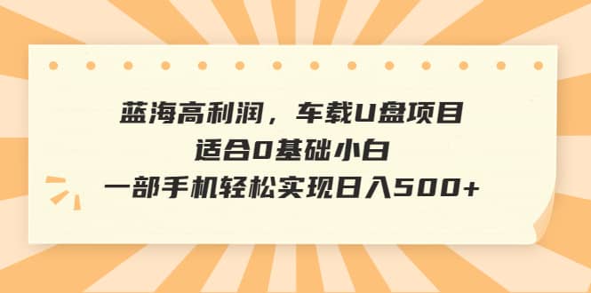 蓝海高利润，车载U盘项目，适合0基础小白，一部手机轻松实现日入500+瀚萌资源网-网赚网-网赚项目网-虚拟资源网-国学资源网-易学资源网-本站有全网最新网赚项目-易学课程资源-中医课程资源的在线下载网站！瀚萌资源网