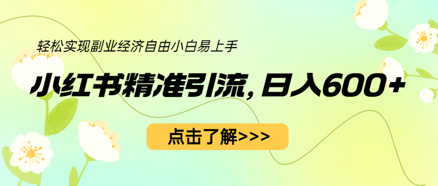 小红书精准引流，小白日入600+，轻松实现副业经济自由（教程+1153G资源）瀚萌资源网-网赚网-网赚项目网-虚拟资源网-国学资源网-易学资源网-本站有全网最新网赚项目-易学课程资源-中医课程资源的在线下载网站！瀚萌资源网