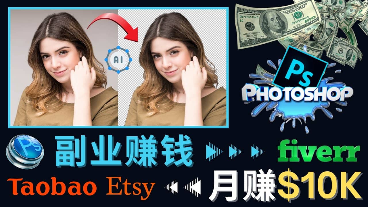 掌握PS修图技能，月赚5000美元以上 – 利用Adobe Photoshop赚钱的3种途径瀚萌资源网-网赚网-网赚项目网-虚拟资源网-国学资源网-易学资源网-本站有全网最新网赚项目-易学课程资源-中医课程资源的在线下载网站！瀚萌资源网