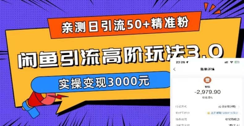 实测日引50+精准粉，闲鱼引流高阶玩法3.0，实操变现3000元瀚萌资源网-网赚网-网赚项目网-虚拟资源网-国学资源网-易学资源网-本站有全网最新网赚项目-易学课程资源-中医课程资源的在线下载网站！瀚萌资源网