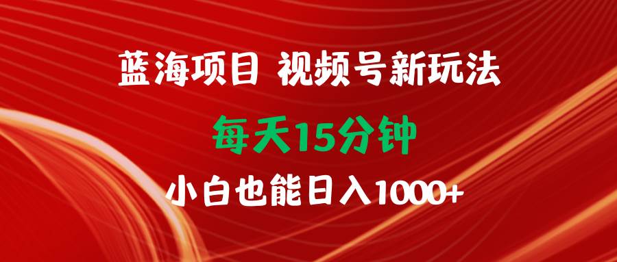 蓝海项目视频号新玩法 每天15分钟 小白也能日入1000+瀚萌资源网-网赚网-网赚项目网-虚拟资源网-国学资源网-易学资源网-本站有全网最新网赚项目-易学课程资源-中医课程资源的在线下载网站！瀚萌资源网