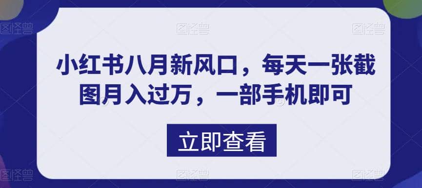 八月新风口，小红书虚拟项目一天收入1000+，实战揭秘瀚萌资源网-网赚网-网赚项目网-虚拟资源网-国学资源网-易学资源网-本站有全网最新网赚项目-易学课程资源-中医课程资源的在线下载网站！瀚萌资源网