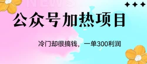 冷门公众号加热项目，一单利润300+瀚萌资源网-网赚网-网赚项目网-虚拟资源网-国学资源网-易学资源网-本站有全网最新网赚项目-易学课程资源-中医课程资源的在线下载网站！瀚萌资源网