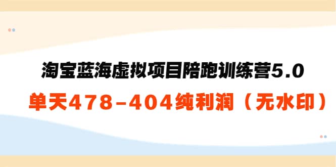 淘宝蓝海虚拟项目陪跑训练营5.0：单天478纯利润（无水印）瀚萌资源网-网赚网-网赚项目网-虚拟资源网-国学资源网-易学资源网-本站有全网最新网赚项目-易学课程资源-中医课程资源的在线下载网站！瀚萌资源网