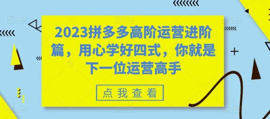 2023拼多多高阶运营进阶篇，用心学好四式，你就是下一位运营高手瀚萌资源网-网赚网-网赚项目网-虚拟资源网-国学资源网-易学资源网-本站有全网最新网赚项目-易学课程资源-中医课程资源的在线下载网站！瀚萌资源网