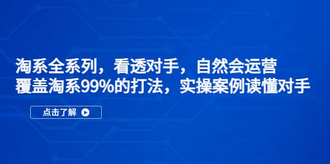 淘系全系列，看透对手，自然会运营，覆盖淘系99%·打法，实操案例读懂对手瀚萌资源网-网赚网-网赚项目网-虚拟资源网-国学资源网-易学资源网-本站有全网最新网赚项目-易学课程资源-中医课程资源的在线下载网站！瀚萌资源网