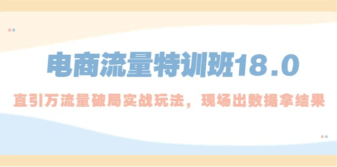 电商流量特训班18.0，直引万流量破局实操玩法，现场出数据拿结果瀚萌资源网-网赚网-网赚项目网-虚拟资源网-国学资源网-易学资源网-本站有全网最新网赚项目-易学课程资源-中医课程资源的在线下载网站！瀚萌资源网