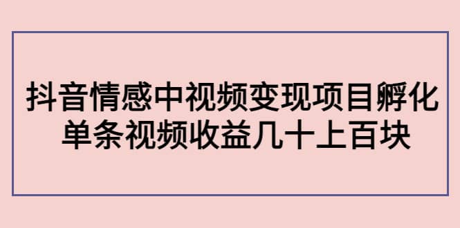 抖音情感中视频变现项目孵化瀚萌资源网-网赚网-网赚项目网-虚拟资源网-国学资源网-易学资源网-本站有全网最新网赚项目-易学课程资源-中医课程资源的在线下载网站！瀚萌资源网