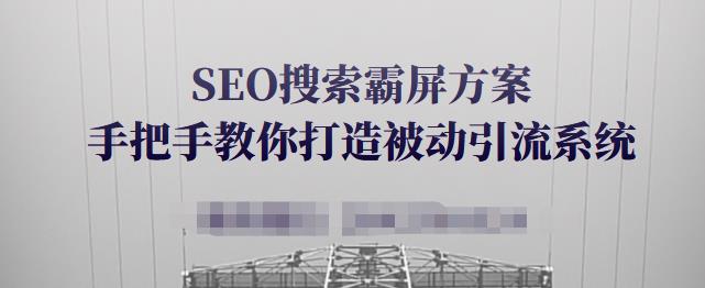 SEO搜索霸屏方案，手把手教你打造被动引流系统【视频课程】瀚萌资源网-网赚网-网赚项目网-虚拟资源网-国学资源网-易学资源网-本站有全网最新网赚项目-易学课程资源-中医课程资源的在线下载网站！瀚萌资源网