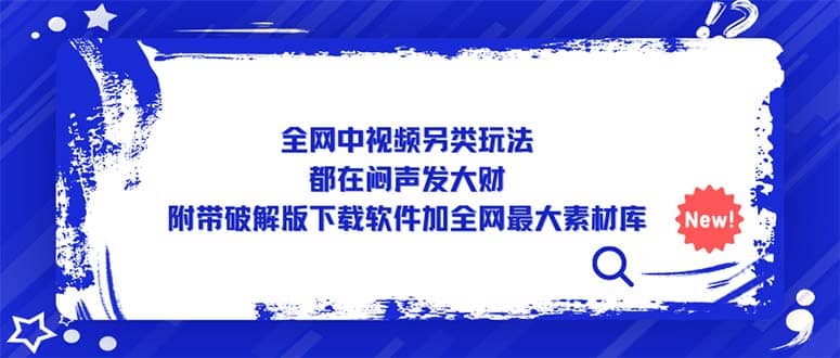 全网中视频另类玩法，都在闷声发大财，附带下载软件加全网最大素材库-瀚萌资源网-网赚网-网赚项目网-虚拟资源网-国学资源网-易学资源网-本站有全网最新网赚项目-易学课程资源-中医课程资源的在线下载网站！瀚萌资源网