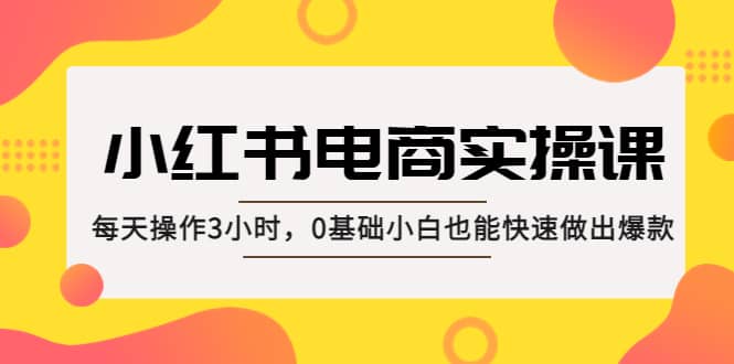 小红书·电商实操课：每天操作3小时，0基础小白也能快速做出爆款瀚萌资源网-网赚网-网赚项目网-虚拟资源网-国学资源网-易学资源网-本站有全网最新网赚项目-易学课程资源-中医课程资源的在线下载网站！瀚萌资源网