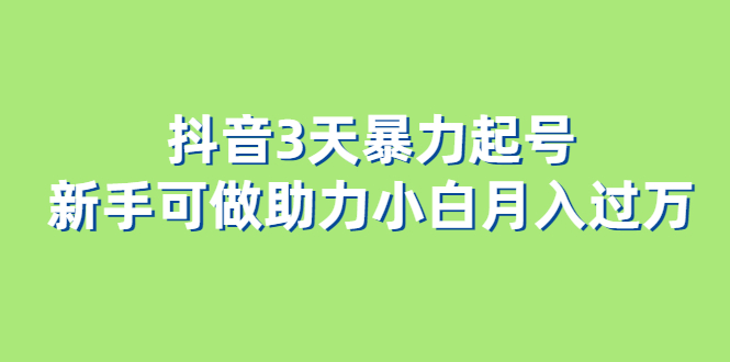 抖音3天暴力起号新手可做助力小白月入过万-瀚萌资源网-网赚网-网赚项目网-虚拟资源网-国学资源网-易学资源网-本站有全网最新网赚项目-易学课程资源-中医课程资源的在线下载网站！瀚萌资源网