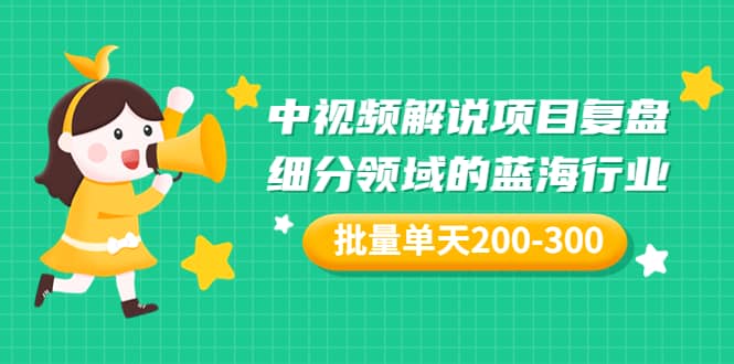 某付费文章：中视频解说项目复盘：细分领域的蓝海行业 批量单天200-300收益瀚萌资源网-网赚网-网赚项目网-虚拟资源网-国学资源网-易学资源网-本站有全网最新网赚项目-易学课程资源-中医课程资源的在线下载网站！瀚萌资源网