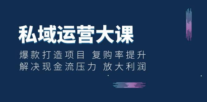 私域运营大课：爆款打造项目 复购率提升 解决现金流压力 放大利润瀚萌资源网-网赚网-网赚项目网-虚拟资源网-国学资源网-易学资源网-本站有全网最新网赚项目-易学课程资源-中医课程资源的在线下载网站！瀚萌资源网