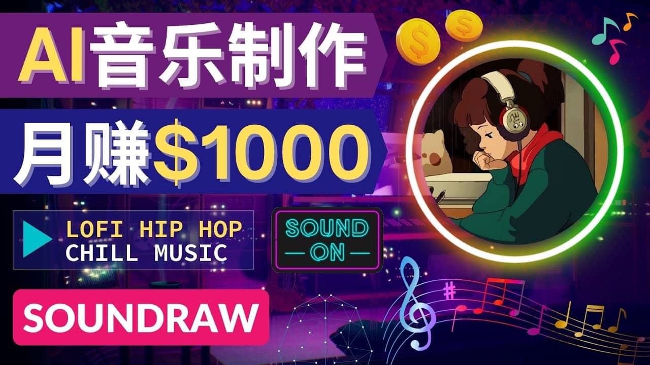 无需任何音乐基础： 使用AI软件制作Lofi Hip Hop Chill Music 月赚1000美元瀚萌资源网-网赚网-网赚项目网-虚拟资源网-国学资源网-易学资源网-本站有全网最新网赚项目-易学课程资源-中医课程资源的在线下载网站！瀚萌资源网