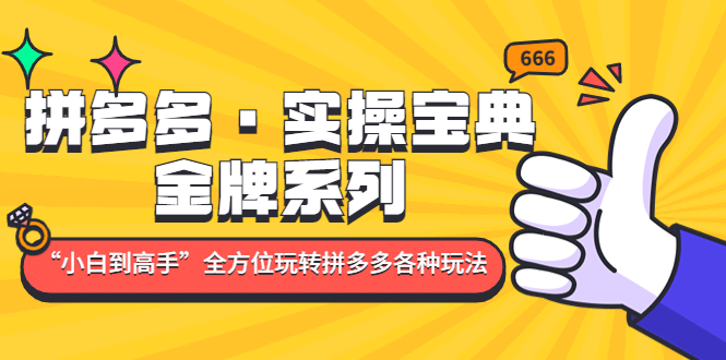 拼多多·实操宝典：金牌系列“小白到高手”带你全方位玩转拼多多各种玩法瀚萌资源网-网赚网-网赚项目网-虚拟资源网-国学资源网-易学资源网-本站有全网最新网赚项目-易学课程资源-中医课程资源的在线下载网站！瀚萌资源网