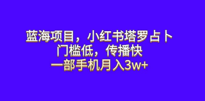 蓝海项目，小红书塔罗占卜，门槛低，传播快，一部手机月入3w+瀚萌资源网-网赚网-网赚项目网-虚拟资源网-国学资源网-易学资源网-本站有全网最新网赚项目-易学课程资源-中医课程资源的在线下载网站！瀚萌资源网