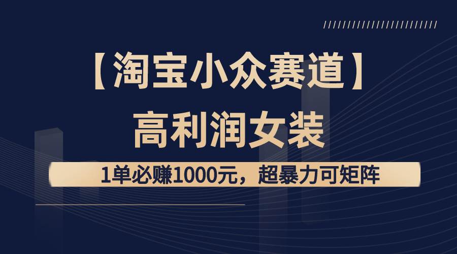 【淘宝小众赛道】高利润女装：1单必赚1000元，超暴力可矩阵瀚萌资源网-网赚网-网赚项目网-虚拟资源网-国学资源网-易学资源网-本站有全网最新网赚项目-易学课程资源-中医课程资源的在线下载网站！瀚萌资源网