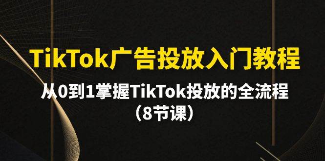 TikTok广告投放入门教程，从0到1掌握TikTok投放的全流程（8节课）瀚萌资源网-网赚网-网赚项目网-虚拟资源网-国学资源网-易学资源网-本站有全网最新网赚项目-易学课程资源-中医课程资源的在线下载网站！瀚萌资源网