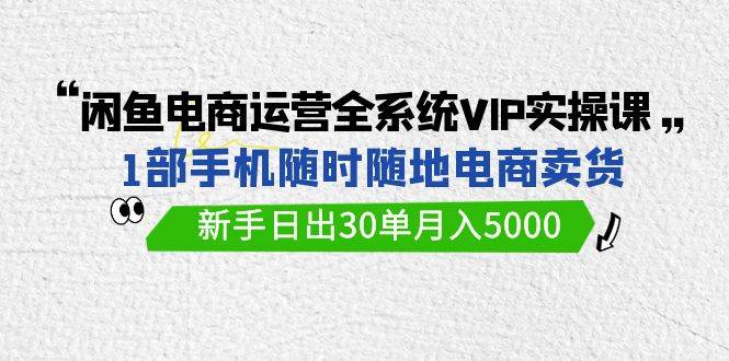 闲鱼电商运营全系统VIP实战课，1部手机随时随地卖货，新手日出30单月入5000瀚萌资源网-网赚网-网赚项目网-虚拟资源网-国学资源网-易学资源网-本站有全网最新网赚项目-易学课程资源-中医课程资源的在线下载网站！瀚萌资源网