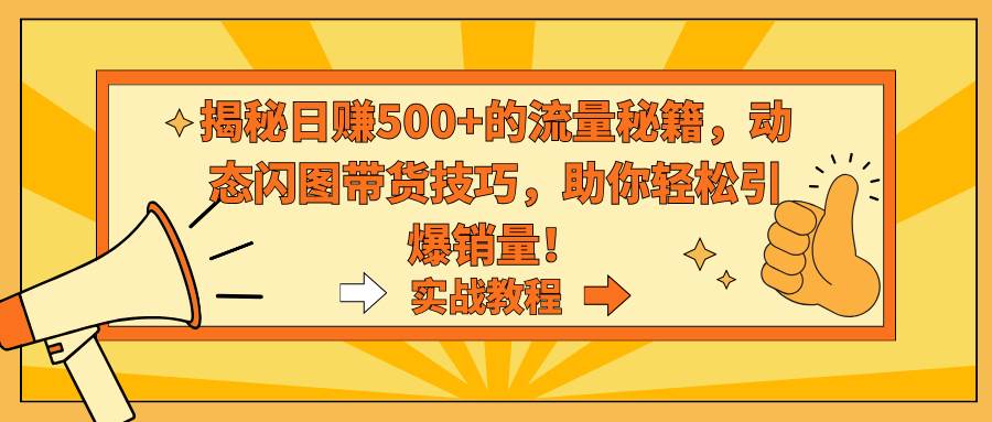 揭秘日赚500+的流量秘籍，动态闪图带货技巧，助你轻松引爆销量！瀚萌资源网-网赚网-网赚项目网-虚拟资源网-国学资源网-易学资源网-本站有全网最新网赚项目-易学课程资源-中医课程资源的在线下载网站！瀚萌资源网