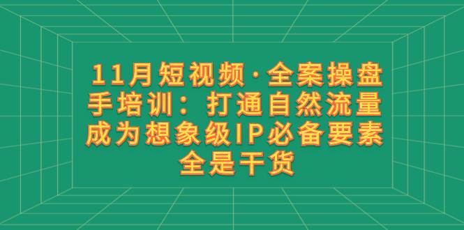 11月短视频·全案操盘手培训：打通自然流量 成为想象级IP必备要素 全是干货-瀚萌资源网-网赚网-网赚项目网-虚拟资源网-国学资源网-易学资源网-本站有全网最新网赚项目-易学课程资源-中医课程资源的在线下载网站！瀚萌资源网