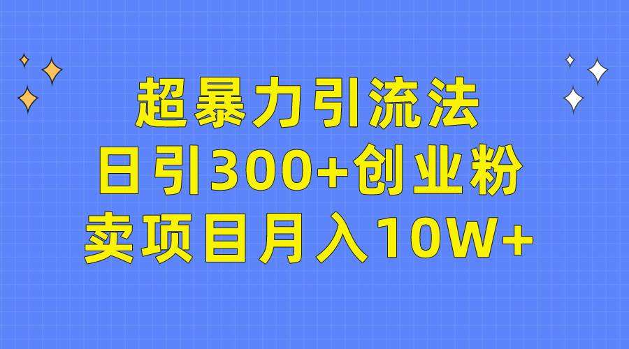 超暴力引流法，日引300+创业粉，卖项目月入10W+瀚萌资源网-网赚网-网赚项目网-虚拟资源网-国学资源网-易学资源网-本站有全网最新网赚项目-易学课程资源-中医课程资源的在线下载网站！瀚萌资源网