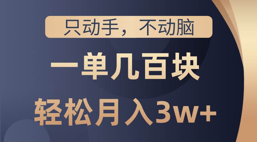 只动手不动脑，一单几百块，轻松月入3w+，看完就能直接操作，详细教程瀚萌资源网-网赚网-网赚项目网-虚拟资源网-国学资源网-易学资源网-本站有全网最新网赚项目-易学课程资源-中医课程资源的在线下载网站！瀚萌资源网