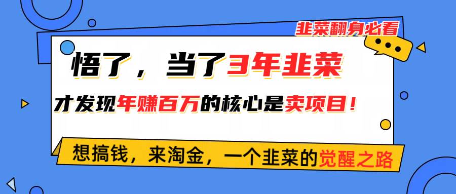 悟了,当了3年韭菜,才发现网赚圈年赚100万的核心是卖项目,含泪分享!瀚萌资源网-网赚网-网赚项目网-虚拟资源网-国学资源网-易学资源网-本站有全网最新网赚项目-易学课程资源-中医课程资源的在线下载网站!瀚萌资源网