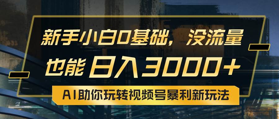 小白0基础，没流量也能日入3000+：AI助你玩转视频号暴利新玩法瀚萌资源网-网赚网-网赚项目网-虚拟资源网-国学资源网-易学资源网-本站有全网最新网赚项目-易学课程资源-中医课程资源的在线下载网站！瀚萌资源网