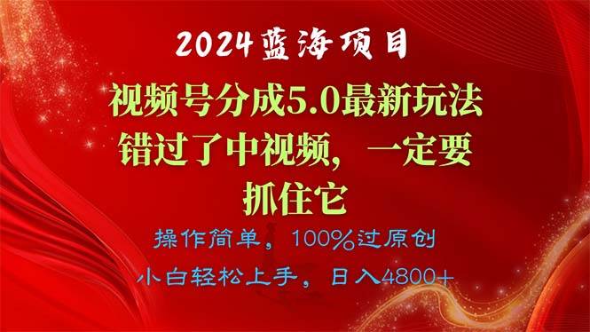 2024蓝海项目，视频号分成计划5.0最新玩法，错过了中视频，一定要抓住…瀚萌资源网-网赚网-网赚项目网-虚拟资源网-国学资源网-易学资源网-本站有全网最新网赚项目-易学课程资源-中医课程资源的在线下载网站！瀚萌资源网
