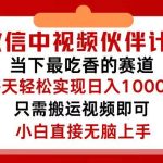 微信中视频伙伴计划，仅靠搬运就能轻松实现日入500+，关键操作还简单，...瀚萌资源网-网赚网-网赚项目网-虚拟资源网-国学资源网-易学资源网-本站有全网最新网赚项目-易学课程资源-中医课程资源的在线下载网站！瀚萌资源网