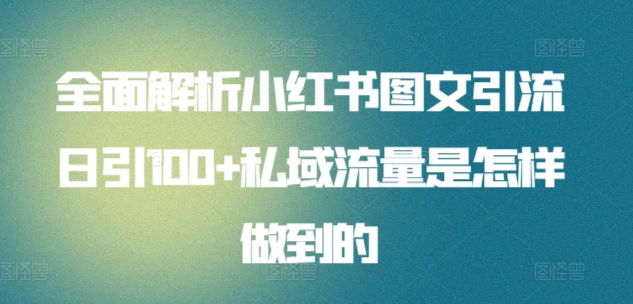 日引流100私域流量小红书图文是怎样做到的全面解析瀚萌资源网-网赚网-网赚项目网-虚拟资源网-国学资源网-易学资源网-本站有全网最新网赚项目-易学课程资源-中医课程资源的在线下载网站！瀚萌资源网