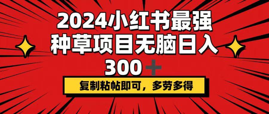 2024小红书最强种草项目，无脑日入300+，复制粘帖即可，多劳多得瀚萌资源网-网赚网-网赚项目网-虚拟资源网-国学资源网-易学资源网-本站有全网最新网赚项目-易学课程资源-中医课程资源的在线下载网站！瀚萌资源网