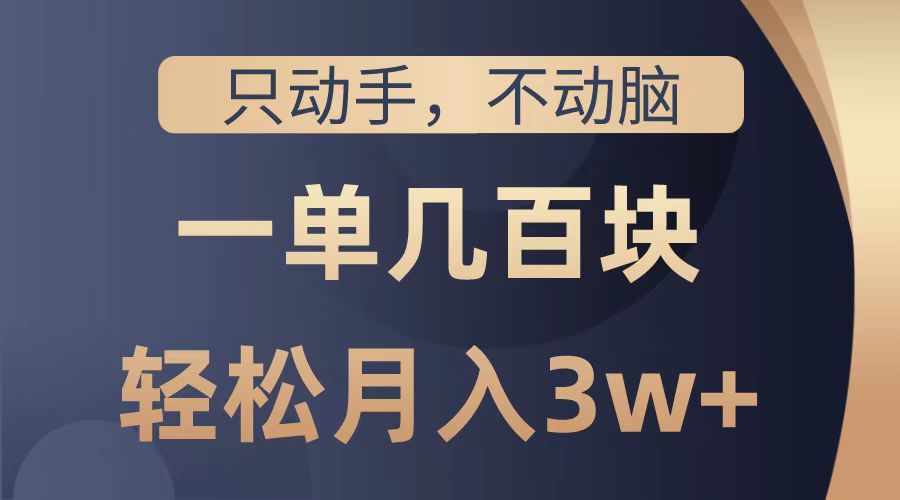 只动手不动脑，一单几百块，轻松月入2w+，看完就能直接操作，详细教程瀚萌资源网-网赚网-网赚项目网-虚拟资源网-国学资源网-易学资源网-本站有全网最新网赚项目-易学课程资源-中医课程资源的在线下载网站！瀚萌资源网