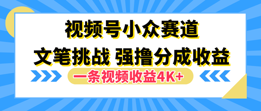 视频号小众赛道，文笔挑战，一条视频收益4K+瀚萌资源网-网赚网-网赚项目网-虚拟资源网-国学资源网-易学资源网-本站有全网最新网赚项目-易学课程资源-中医课程资源的在线下载网站！瀚萌资源网