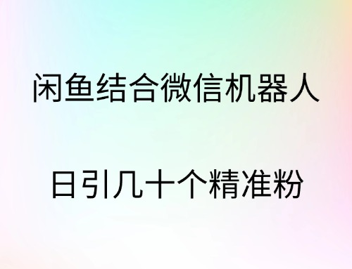 闲鱼结合微信机器人，日引几十个精准粉瀚萌资源网-网赚网-网赚项目网-虚拟资源网-国学资源网-易学资源网-本站有全网最新网赚项目-易学课程资源-中医课程资源的在线下载网站！瀚萌资源网