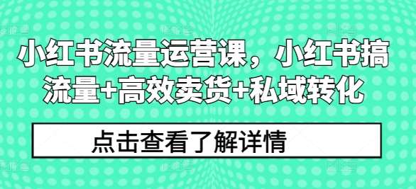 小红书流量运营课，小红书搞流量+高效卖货+私域转化瀚萌资源网-网赚网-网赚项目网-虚拟资源网-国学资源网-易学资源网-本站有全网最新网赚项目-易学课程资源-中医课程资源的在线下载网站！瀚萌资源网