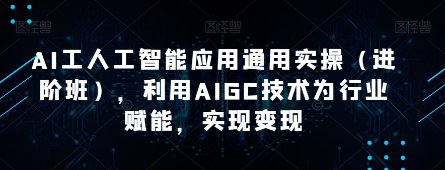 AI工人工智能应用通用实操（进阶班），利用AIGC技术为行业赋能，实现变现瀚萌资源网-网赚网-网赚项目网-虚拟资源网-国学资源网-易学资源网-本站有全网最新网赚项目-易学课程资源-中医课程资源的在线下载网站！瀚萌资源网
