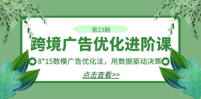 跨境广告·优化进阶课·第23期，8*15数模广告优化法，用数据驱动决策-瀚萌资源网-网赚网-网赚项目网-虚拟资源网-国学资源网-易学资源网-本站有全网最新网赚项目-易学课程资源-中医课程资源的在线下载网站！瀚萌资源网