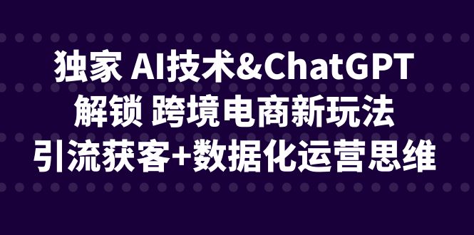 独家 AI技术&ChatGPT解锁 跨境电商新玩法，引流获客+数据化运营思维-瀚萌资源网-网赚网-网赚项目网-虚拟资源网-国学资源网-易学资源网-本站有全网最新网赚项目-易学课程资源-中医课程资源的在线下载网站！瀚萌资源网