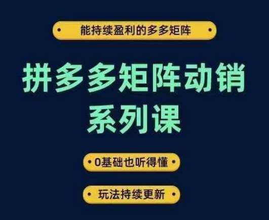 拼多多矩阵动销系列课，能持续盈利的多多矩阵，0基础也听得懂，玩法持续更新瀚萌资源网-网赚网-网赚项目网-虚拟资源网-国学资源网-易学资源网-本站有全网最新网赚项目-易学课程资源-中医课程资源的在线下载网站！瀚萌资源网