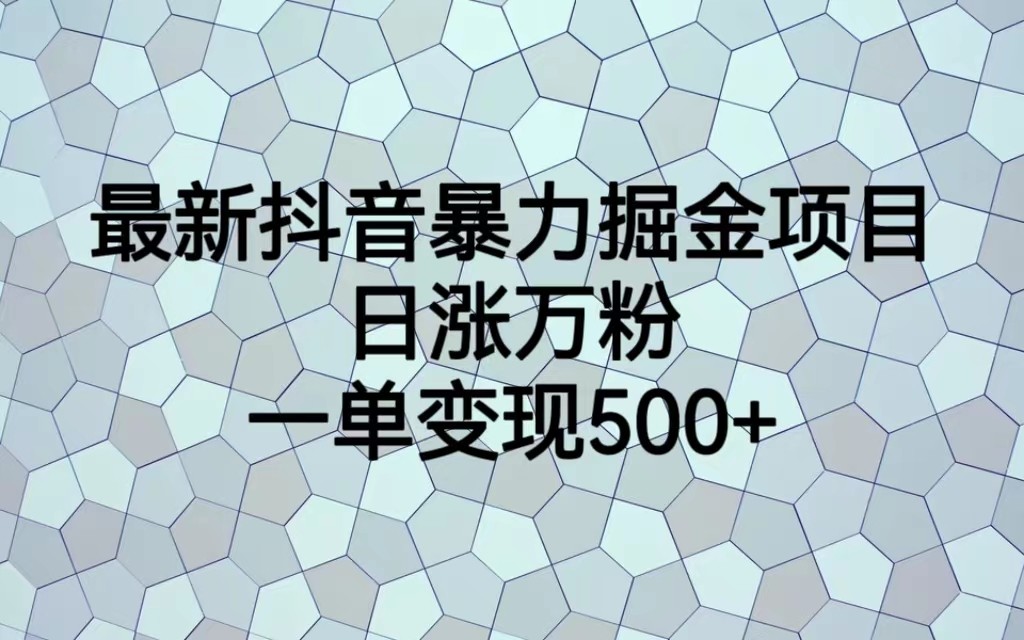 最新抖音暴力掘金项目，日涨万粉，一单变现500+-瀚萌资源网-网赚网-网赚项目网-虚拟资源网-国学资源网-易学资源网-本站有全网最新网赚项目-易学课程资源-中医课程资源的在线下载网站！瀚萌资源网