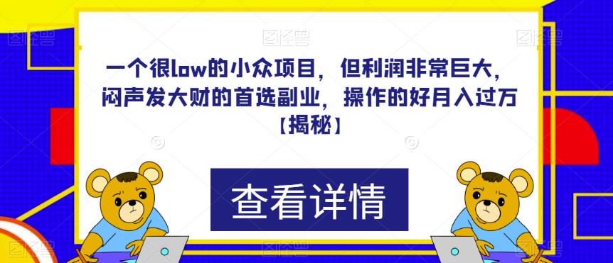 一个很low的小众项目，但利润非常巨大，闷声发大财的首选副业，操作的好月入过万【揭秘】-瀚萌资源网-网赚网-网赚项目网-虚拟资源网-国学资源网-易学资源网-本站有全网最新网赚项目-易学课程资源-中医课程资源的在线下载网站！瀚萌资源网